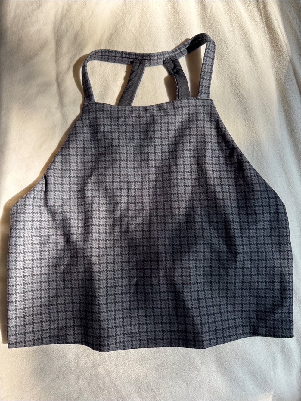Gilly Hicks Gray Houndstooth Althetic Halter Crop Tank - Hollister